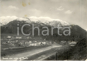 Cartolina originale da collezione 1950 PONTE NOSSA BG Veduta di PARRE, fiume SERIO e Monte ALINO DANNEGGIATA FG 1