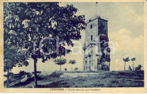 Cartolina originale da collezione 1933 TORTONA AL Veduta della torre storica del Castello Cartolina FP VG 1