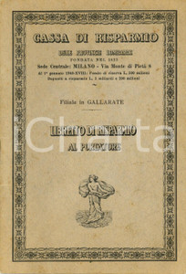 Documento originale, autentico 1941 GALLARATE VA CASSA RISPARMIO PROVINCE LOMBARDE Libretto Nello PREVIGNANO 1