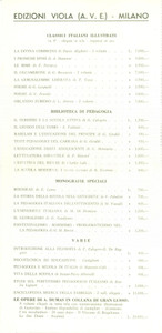 Materiale pubblicitario d’epoca 1955 MILANO Edizioni VIOLA A.V.E. Listino prezzi novitÃ  editoriali Opuscolo 1