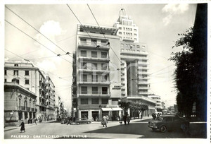 Cartolina originale da collezione 1961 PALERMO Via STABILE Grattacielo assicurazioni INA insegna BIRRA DREHER VG 1