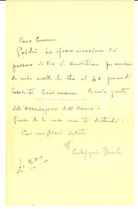 Manoscritto, lettera originale 1960 ca TORINO SOCIETA  DEL WHIST Lettera Carlo Gregorio BOSCHI sulla quota 1