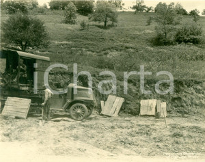 Fotografia d epoca originale 1933 GREENE COUNTY, PENNSYLVANIA USA Ruspa e trattore rimuovono la frana FOTO 1