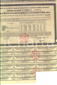 Oggetto da collezione cartaceo 1933 PARIS Conseil de la dette publique de l EMPIRE OTTOMAN Récépissé au porteur 1