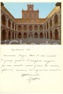 Autografo originale 1972 ACCADEMIA MILITARE DI MODENA Cortile e loggiato Biglietto augurale 1