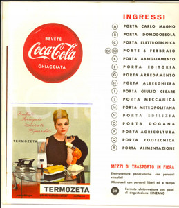 Materiale pubblicitario d’epoca 1966 XLIV FIERA DI MILANO Pieghevole con pianta guida PUBBLICITARIO COCA COLA 1