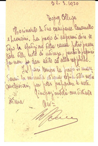 Autografo originale 1930 ONEGLIA Avv. Francesco BONAVERA riceve due comparse Cartolina AUTOGRAFA 1