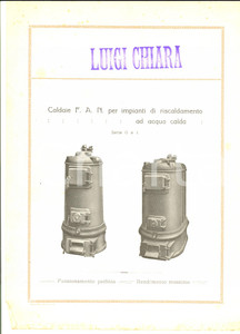 Materiale pubblicitario d’epoca 1920 ca MILANO Luigi CHIARA Caldaie F.A.N. impianti riscaldamento Pubblicitario 1