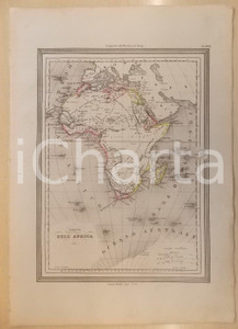 Stampa, bozzetto originale 1864 Atlante Geografico Universale  Carta dell AFRICA Ed. GUIGONI Tav. XXIX 1