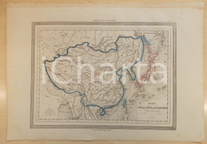 Stampa, bozzetto originale 1864 Atlante Geografico Universale  Imperi Cina e Giappone GUIGONI Tav. XXVII 1