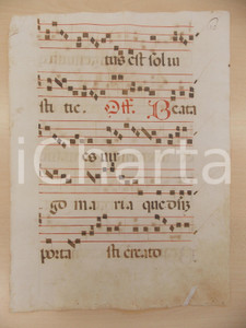 Libro, pubblicazione d epoca 1600 ca ANTIFONARIO ROMANO Pagina manoscritta canti rosso nero Salmo BEATA 1