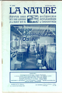 Giornale, rivista storica 1921 LA NATURE Tissage mÃ©canique de l Osier Revue ILLUSTREE nÂ°2446 1