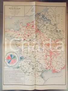 Mappa, planimetria storica 1882 FRANCE CHEMINS DE FER Recettes brutes des stations en 1880 Planche nÂ°18 1