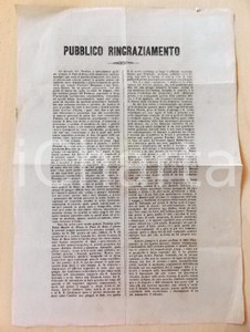 Documento originale, autentico 1870 PIEVE DI BONO TN Ringraziamento ai pastori del LOMBARDOVENETO Manifesto 1