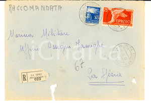 Cartolina originale da collezione 1949 STORIA POSTALE REPUBBLICA Busta affrancatura mista L. 30 + L. 25 espresso 1