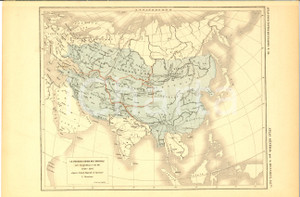 Stampa, bozzetto originale 1875 PARIS M. L. DUSSIEUX Atlas de gÃ©ographie Carte EMPIRE DES MONGOLS 1