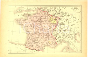 Stampa, bozzetto originale 1875 PARIS M. L. DUSSIEUX Atlas de gÃ©ographie Carte de FRANCE en 1715 1