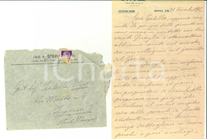 Manoscritto, lettera originale 1945 GENOVA Ing. Carlo DE FERRARI alla cugina Isabella UGO su perizia terre 1