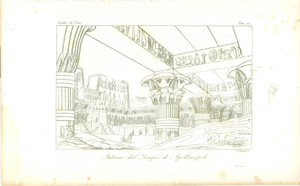 Stampa, bozzetto originale 1845 Cesare CANTU  Tempio di APOLLINOPOLI Stampa estratta da Storia Universale 1