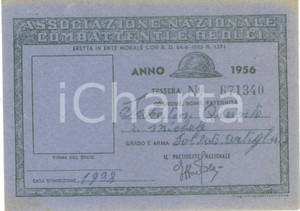Oggetto da collezione cartaceo 1956 COLLESCIPOLI Associazione Nazionale Combattenti Quinto SABATINI 1