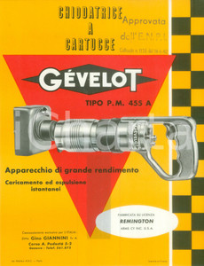 Materiale pubblicitario d’epoca 1955 ca GENOVA Ditta GEVELOT Volantino pubblicitario per chiodatrice ILLUSTRATO 1