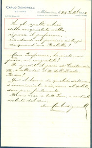 Autografo originale 1932 MILANO Editore Carlo SIGNORELLI invia una poesia a Giuseppe LIPPARINI 1