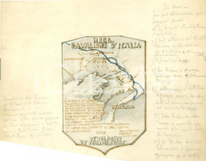 Stampa, bozzetto originale 1935 ca REGGIMENTO CAVALIERI D ITALIA Bozzetto DISEGNATO A MANO per medaglia 1