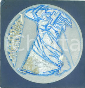 Stampa, bozzetto originale 1935 ca ROMA ? Anniversario della Vittoria Bozzetto DISEGNATO A MANO medaglia 1