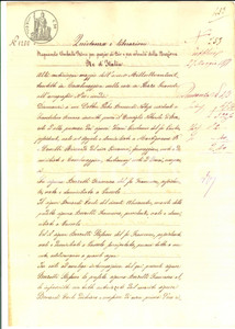 Documento originale, autentico 1868 GUSSOLA Francesca BOZZETTI riceve quota ereditaria dal fratello Stefano 1
