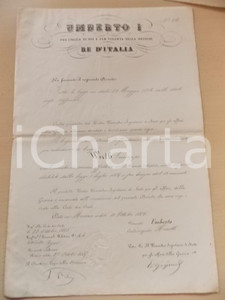 Documento originale, autentico 1885 TORINO Richiamo in servizio del capitano Giuseppe WIRTH Decreto 25x38 cm 1