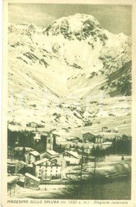Cartolina originale da collezione 1930 MADESIMO SO Panorama del paese con montagne innevate Cartolina FP VG 1