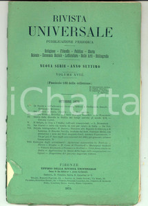 Giornale, rivista storica 1873 RIVISTA UNIVERSALE Orazio RICASOLI RUCELLAI Anno VII n° 132 1