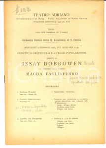 Documento originale, autentico 1938 ROMA Teatro ADRIANO Concerto diretto da Issay DOBROWEN  Magda TAGLIAFERRO 1