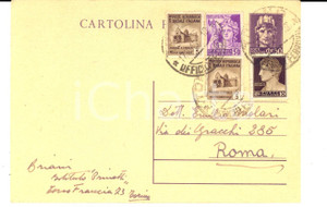 Documento originale, autentico 1945 STORIA POSTALE Cartolina a Emilio MOLARI mista RSI + Democratica RARITA 1