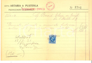 Documento originale, autentico 1931 MILANO Ditta ARTARIA & PUSTERLA di Enrico PIZZOCCHERO Fattura falegnameria 1