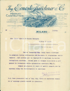 Documento originale, autentico 1910 MILANO Ing. Ernesto KIRCHNER & Co. lavorazione legno Fattura commerciale 1