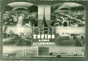 Cartolina originale da collezione 1955 TORINO Vedutine del Salone dell Automobile FIAT MIRAFIORI Cartolina FG VG 1