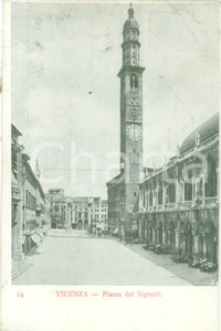 Cartolina originale da collezione 1908 VICENZA Piazza dei Signori e Basilica Cartolina postale FP VG 1