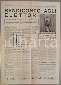 Giornale, rivista storica 1955 ATENEO PAVESE Rendiconto agli elettori Giornale  edizione speciale 1