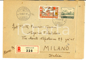 Cartolina originale da collezione 1941 STORIA POSTALE SVIZZERA Busta  affrancata cent. 10 + cent. 50 1