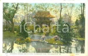 Cartolina originale da collezione 1927 PHILADELPHIA USA Japanese garden and pagoda FAIRMOUNT PARK Cartolina FP 1