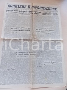 Giornale, rivista storica 1945 CORRIERE D INFORMAZIONE De Gaulle rassegna il mandato Giornale anno I 154 1