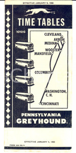 Materiale pubblicitario d’epoca January 1955 PENNSYLVANIA GREYHOUND Lines  Timetables 1010 G Opuscolo 1