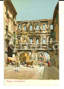 Cartolina originale da collezione 1900 ca VERONA Veduta dei Portoni BORSARI Cartolina postale ILLUSTRATA FP NV 1