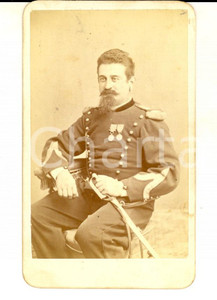 Fotografia d epoca originale 1890 ca NAPOLI REGIO ESERCITO Ritratto di alto ufficiale Foto Achille MAURI CDV 1