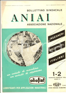 Giornale, rivista storica 1956 ANIAI BOLLETTINO SINDACALE Ingegneri e Architetti  Assemblea federale 1