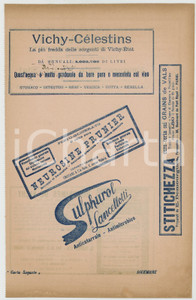 Materiale pubblicitario d’epoca Dicembre 1910 ca Sale VICHYETAT Sulphurol LANCELLOTTI Carta sugante 1