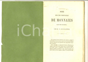 Libro, pubblicazione d epoca 1866 Charles de ROZIERES Note sur une trouvaille de monnaies Extrait 8 pp. 1