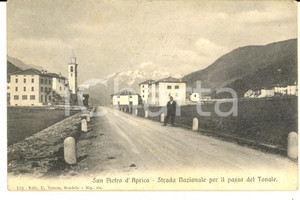 Cartolina originale da collezione 1910 SAN PIETRO D APRICA Strada Nazionale Passo del TONALE Cartolina DANNEGGIATA 1