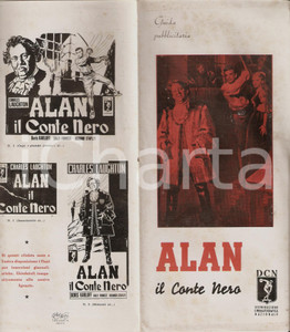 Materiale pubblicitario d’epoca 1951 ALAN IL CONTE NERO Guida pubblicitaria al film Pieghevole ILLUSTRATO 11x24 1